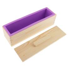 Molde retangular flexível de sabão de loaf de silicone com caixa de madeira, faça você mesmo, ferramenta artesanal natural 2024 - compre barato