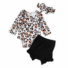 Citgeett bebê recém-nascido meninas leopardo imprimir roupas topo macacão calças curtas verão outfit casual conjunto de roupas 2024 - compre barato