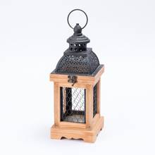 Nordic Classical Wrought Iron Wooden Candlestick Windproof Lamp Home Porch Exhibition Wedding Decoration Wood Wind Lamp 2024 - buy cheap
