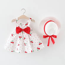 Dresses For Girls vestido Toddler Baby Kids Girls Clothes Sleeveless Cherry Dot Princess Dress Bow Hat Outfits детская одежда W* 2024 - buy cheap