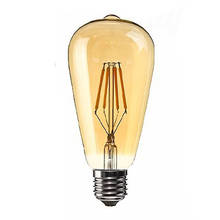 Pode ser escurecido e27 4w retro vintage filamento st64 cob lâmpada led luz cor do corpo da lâmpada: capa dourada cor da luz: ouro amarelo (2200 2024 - compre barato