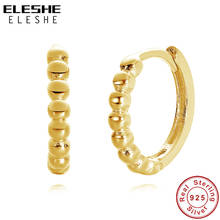 ELESHE Wholesale 925 Sterling Silver with 18K Gold Plated Hoop Earrings Beaded Small Huggies Earrings For Women Wedding Gift 2024 - buy cheap