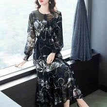 Silk Woman Dress Elegant Floral Dress Female Long Sleeve Midi Dresses for Women Two-piece Spring Autumn 2021 Vestidos Pph3183 2024 - buy cheap