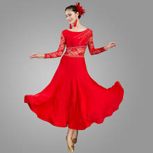 Novo vestido feminino vermelho para dança e competição de salão, vestido padrão moderno de renda sensual para dança moderna de tango, valsa 2024 - compre barato