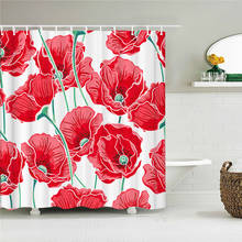 Cortina de ducha impermeable con flores, cortinas de baño de tela de poliéster impermeables con 12 ganchos para decoraciones del hogar 2024 - compra barato