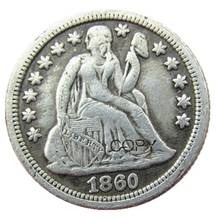 US Liberty Seated Dime 1860 P/S Silver Plated Copy Coins 2024 - buy cheap