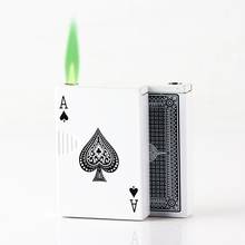 Creative jet torch turbine lighter green flame playing cards butane windproof metal lighter men's gift funny smoking accessories 2024 - buy cheap