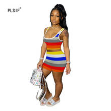 beach style fashion colorful striped women dress summer wear sexy vest dress hot sexy tight short dress 2024 - buy cheap