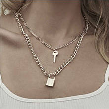 Fashion Trendy Sliver Color Lock Key Pendants Choker Necklace For Woman 2020 New Vintage Multilayer Boho Necklace Jewelry Male 2024 - buy cheap