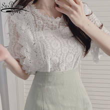 2021 Summer Women Tops and Blouse Elegant White Shirt Korean Fashion Clothing  Lace Patchwork Tops  Blusas Mujer De Moda 9594 2024 - buy cheap