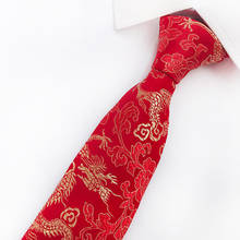 Corbata de seda bordada con dragón chino para hombre, corbata de cuello estrecho de 8cm, de poliéster, para boda, novio, 2020 2024 - compra barato
