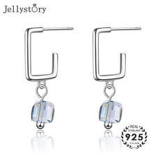 Jellystory fashion silver 925 earrings with geometric topaz gemstone drop earring fine jewelry for women wedding party wholesale 2024 - buy cheap