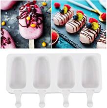 Silicone Ice Cream Molds 4 Cell Ice Cube Tray Food Safe Popsicle Maker DIY Homemade Freezer Ice Lolly Mould Home Kitchen 2024 - buy cheap