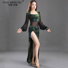 New Lady Belly Dance Costume Practice Wear Set Mesh Velvet Sexy Split Top&Skirt Set Dancing Dress Suit Oriental Show Performance 2024 - buy cheap