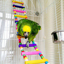Parrot Climbing Ladder Natural Wooden Swing Bridge Bird Cage Hanging Toy Colorful Balls for Conures Cockatiel Budgie NW 2024 - купить недорого