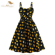 SISHION 50s 60s A Line Retro Women Dress VD1491 Cotton Sexy Spaghetti Strap Dress Black Fruit Animal Print Party Vintage Dress 2024 - buy cheap