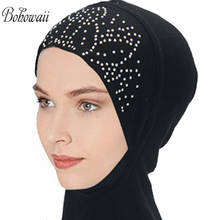 Модные женские хиджабы BOHOWAII, аксессуары, мгновенная шляпа, мусульманский хлопковый тюрбан, блестящая женская шляпа 2024 - купить недорого