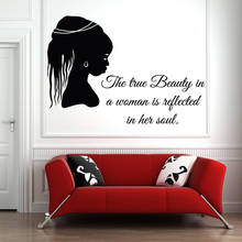 Beautiful Black Girl Vinyl Wall Decal Bathroom African Woman Hairstyle Wall Stickers For Beauty Salon Bedroom Decoration AM33 2024 - buy cheap