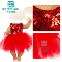 Одежда для куклы, размер 43 см, модное красное платье принцессы с блестками для новорожденных 2024 - купить недорого