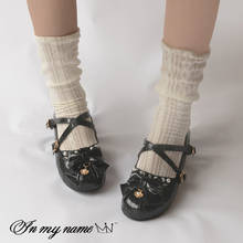 Sapatos de salto baixo vintage lolita com cabeça redonda e nó fofo, sapatos de kawaii para cosplay de meninas kawaii cruzada 2024 - compre barato