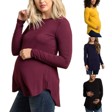 Blusas femininas para grávidas, túnica casual folgada com mangas compridas gola redonda para gravidez 2024 - compre barato