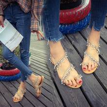 Women sandals summer flat pearl sandals flip flops rome shoes string bead slippers mujer gladiator sandalias NVLX156 2024 - buy cheap