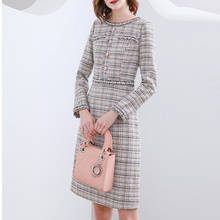 plaid tweed dress 2021spring / autumn women's dress fashion tweed dress A- line  One-piece Dress 2024 - buy cheap