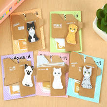 Милые корейские канцелярские товары, Стикеры для записей с изображением котенка, животного, кошки, Симпатичные блокноты для записей 2024 - купить недорого