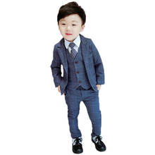 Blazer formal infantil para meninos, conjunto de roupas de casamento com 3 peças, jaqueta + colete + calça de 2 a 12 anos 2024 - compre barato