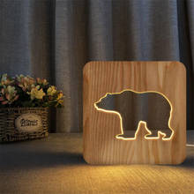 Ins-Lámpara de oso Polar de madera, luces de mesa LED USB de animales, luz nocturna de madera de Navidad para niños, decoración de habitación de Año Nuevo 2024 - compra barato