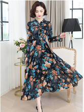 Женское шифоновое платье с длинным рукавом, элегантное платье с цветочным принтом, весна-осень 2021 2024 - купить недорого