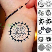 Водонепроницаемые Временные татуировки, наклейки, компас, звезда, Биохимический знак, цветок, поддельные татуировки, вспышка, тату, маленькие татуировки для детей, мужчин и женщин 2024 - купить недорого