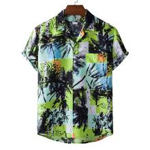 2021 New Summer Men's Floral Hawaiian Beach Style Suit Collar Printed Mens Shirts Short Sleeve 2024 - buy cheap