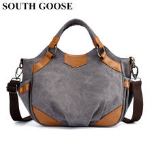 Модная женская Холщовая Сумка SOUTH GOOSE, Большая вместительная сумка на плечо, повседневная дизайнерская женская сумка через плечо, женская сумка-тоут 2024 - купить недорого