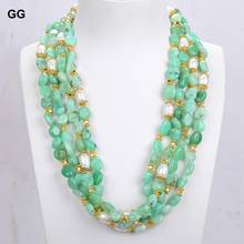 GG Jewelry-collar de perlas de arroz blanco cultivadas de forma libre para mujer, crisoprasa verde Natural de 4 hebras, estilo étnico de 21" 2024 - compra barato