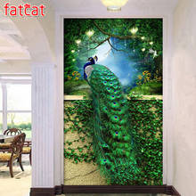 FATCAT-pintura de diamantes de pavo real verde, 5d bordado de diamantes, mosaico de animales, decoración de costura AE1685 2024 - compra barato