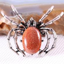 Spider Brooch Natural Stone Sandstone CAB Cabochon Bead Pendant for Men Women DIY Jewelry Making 1Pcs K703 2024 - buy cheap