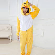 Kigurumi Duck Costume Kids Pajama Adult Animal Onesie Women Men Hooded Kegurumi Sleepwear Flannel Pijamas 2024 - buy cheap