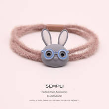 Sempli 4 Colors Autumn And Winter Plush Elastic Hair Bands Girls Women Kid Children Alloy Rabbit  Rubber Bands High Elasticity 2024 - buy cheap