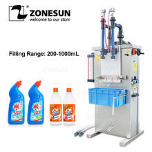 ZONESUN-máquina neumática semiautomática de doble cabezal, llenado de líquido corrosivo, rellenador de botellas para limpiador de inodoros, desinfectante 2024 - compra barato