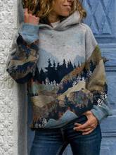 Plus Size Sweatshirt Hoodies Women Fashion Mountain Forest Printed Long Sleeve Loose Pullover Casual Sweatshirt Tops Moletom 2024 - buy cheap