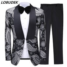 (Jacket+Pants) 2 Pieces Set Fashion Men's Suits Evening Party Male Singer Host Stage Suit Banquet Groom Wedding Suits Plus Size 2024 - buy cheap