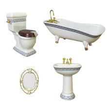 4pcs Miniature Bathroom Furniture Bathtub Toilet Set for 1/12 Dollhouse Item 2024 - buy cheap