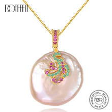 DOTEFFIL New Huge Baroque Pearl 925 Silver Necklace Women Noble Jewelry Natural Freshwater Pearl Irregular Flawless Pendant Gift 2024 - buy cheap