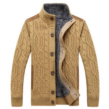 Зимние мужские свитера, модный Мужской флисовый теплый вязаный свитер, пальто, повседневный Мужской приталенный шерстяной вязаный кардиган, одежда 2024 - купить недорого
