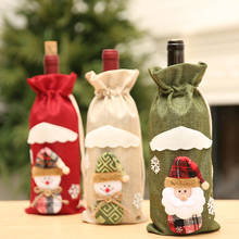 Funda para botella de champán y vino de Papá Noel, soporte de regalo de muñeco de nieve, decoración de Navidad y Año Nuevo para el hogar, novedad de 2019 2024 - compra barato