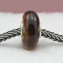 Natural Tiger Eye Stone Charm Bead Fit European Bracelet Jewelry 925 Sterling Silver 2024 - buy cheap