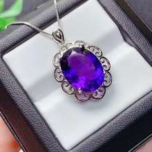 Natural and Real Amethyst necklace Solid S925 Sterling Silver  For Women Colour Gem Stone Fine Jewelry 2024 - buy cheap