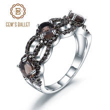 GEM'S BALLET, 1.26Ct, натуральный дымчатый кварц, драгоценный камень, кольцо, 925 пробы, серебро, объятия, поцелуи, обручальные кольца для женщин, хорошее ювелирное изделие 2024 - купить недорого