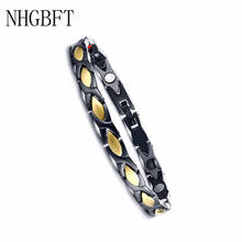 NHGBFT черный золотой цвет нержавеющая сталь браслеты для здоровья для мужчин и женщин германий магнитный браслет 2024 - купить недорого